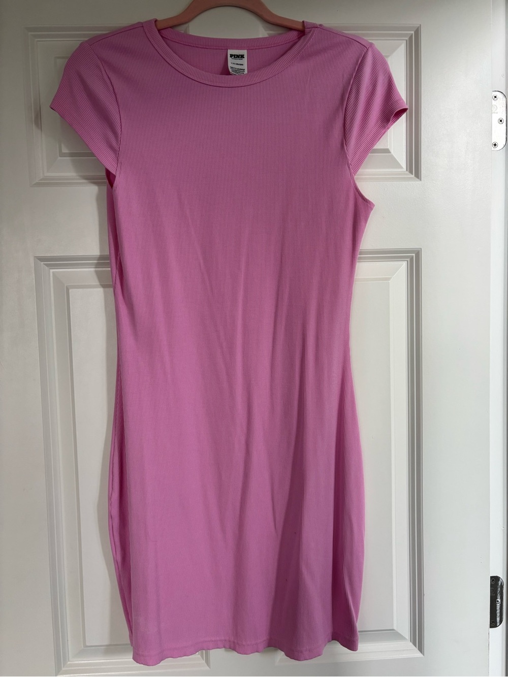 PINK Victoria's Secret Hot Pink Ribbed T-Shirt Dress